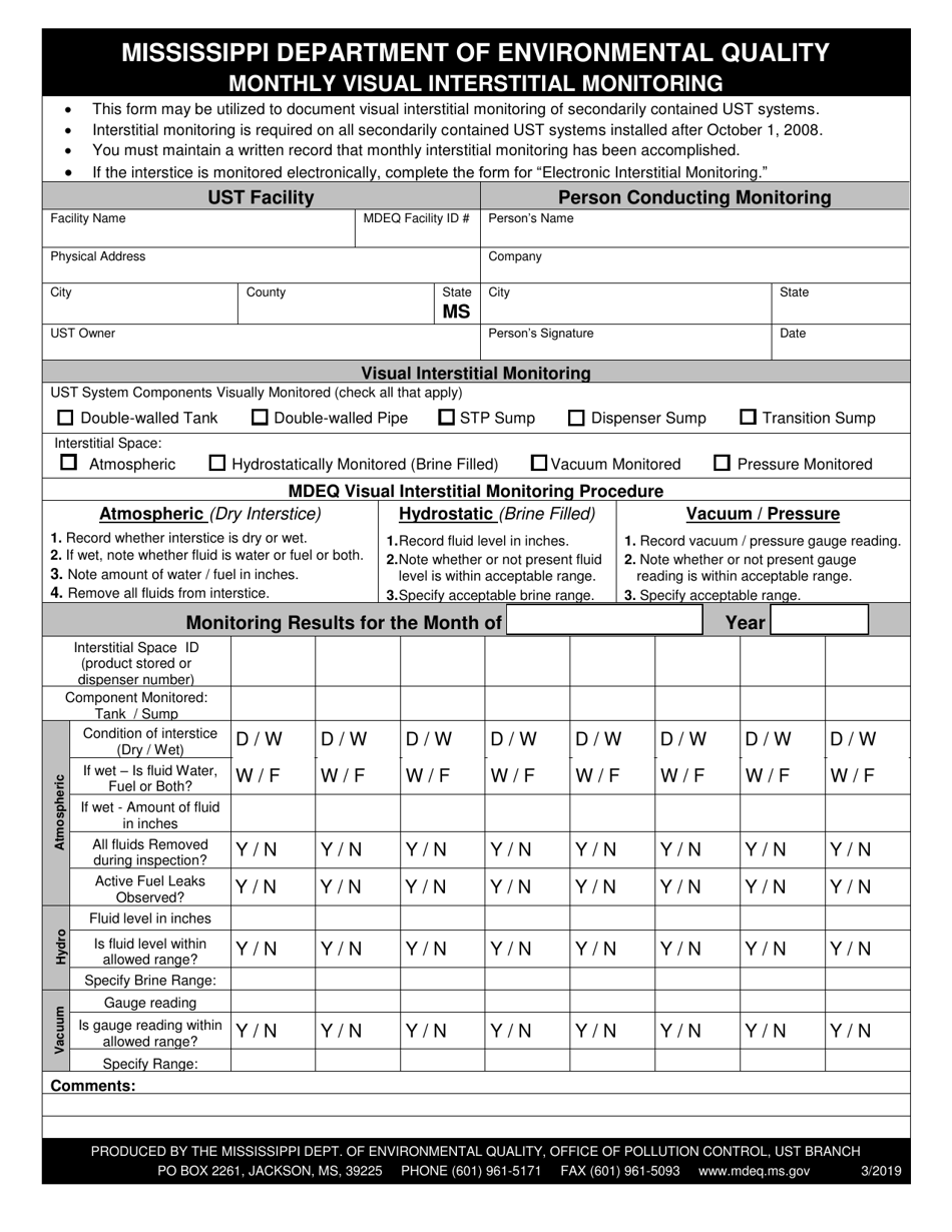 Monthly Visual Interstitial Monitoring - Mississippi, Page 1