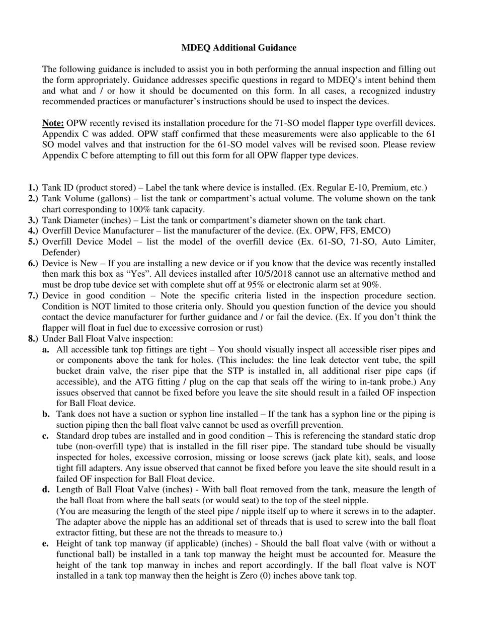 Annual Overfill Prevention Device Inspection - Mississippi, Page 4
