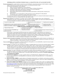Formulario 523 Solicitud De Acta De Defuncion Certificada De Mississippi - Mississippi (Spanish), Page 2