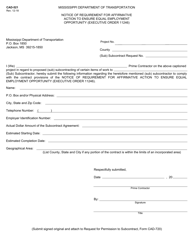 Form CAD-521 &quot;Notice of Requirement for Affirmative Action to Ensure Equal Employment Opportunity (Executive Order 11246)&quot; - Mississippi