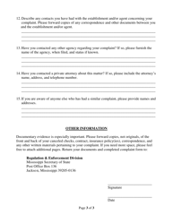 Pre-need Complaint Form - Mississippi, Page 3