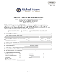Form 10PC001 Perpetual Care Cemetery Registration Form - Mississippi
