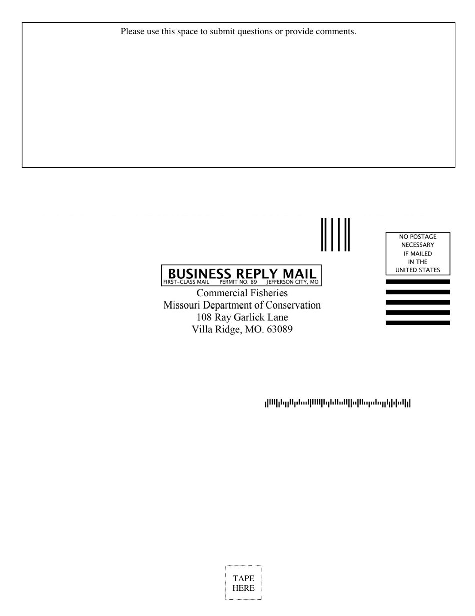Commercial Fishing Monthly Harvest Report Form - Missouri, Page 4