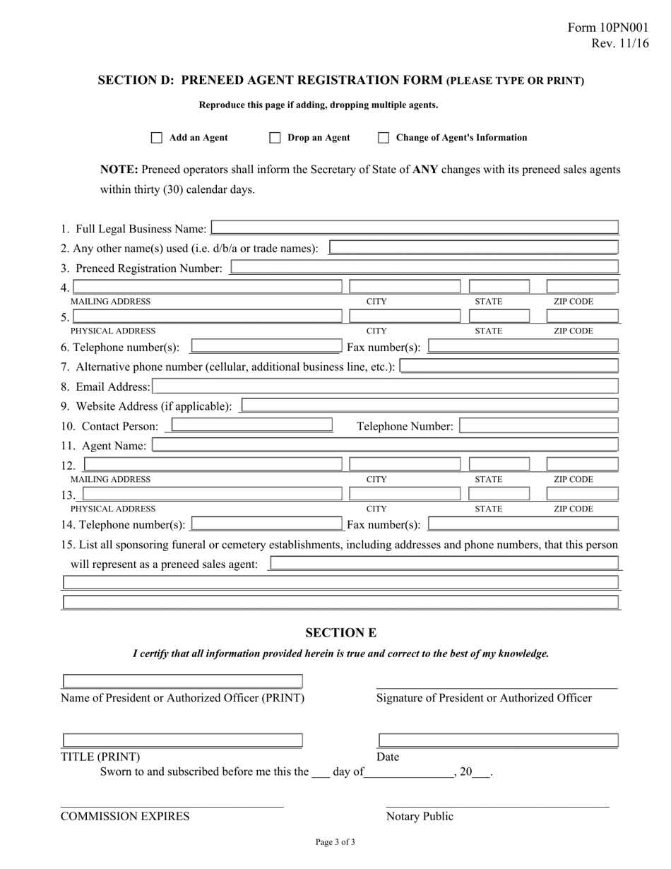 Form 10PN001 Application for Registration or Renewal of Preneed Establishment - Mississippi, Page 5