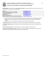 Form FV-4 (MO-500-1304) &quot;Application for Authorization of Career Education Expenditures&quot; - Missouri