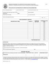 Form FV-4 (MO-500-1304) Application for Authorization of Career Education Expenditures - Missouri, Page 2
