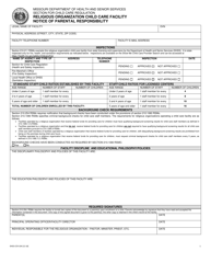 Form DHSS-CCR-104 Religious Organization Child Care Facility Notice of Parental Responsibility - Missouri