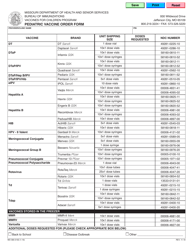 Document preview: Form MO580-3192 Pediatric Vaccine Order Form - Missouri