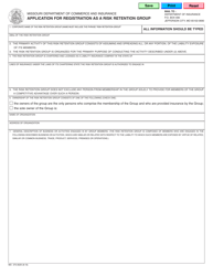 Document preview: Form MO375-0029 Application for Registration as a Risk Retention Group - Missouri