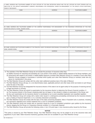 Form MO375-0029 Application for Registration as a Risk Retention Group - Missouri, Page 2