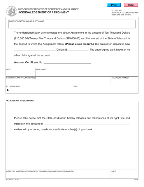 Form MO375-0527  Printable Pdf