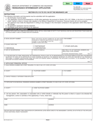 Form MO375-0045 Reinsurance Intermediary Application - Missouri