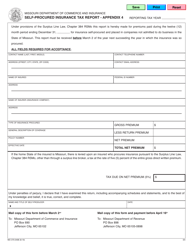 Document preview: Form MO375-0498 Appendix 4 Self-procured Insurance Tax Report - Missouri