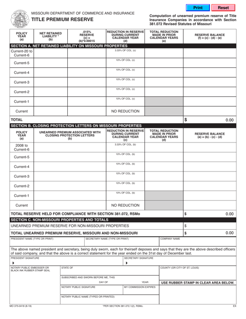 Form MO375-0418  Printable Pdf