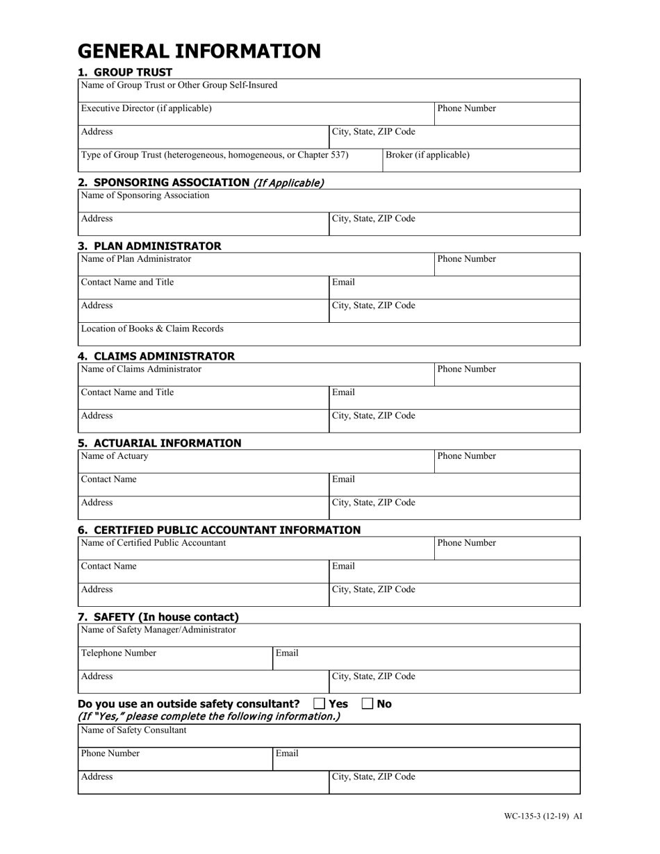 Form WC-135 Trust Self-insurance Annual Report - Missouri, Page 3