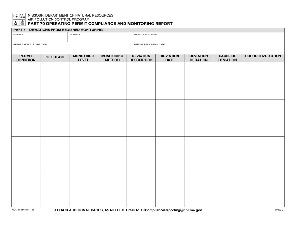 Form MO780-1808 Part 70 Operating Permit Compliance and Monitoring Report - Missouri, Page 3
