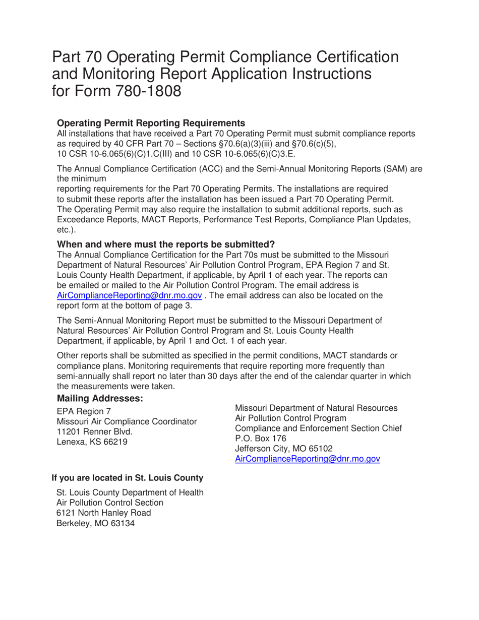 Form MO780-1808 Part 70 Operating Permit Compliance and Monitoring Report - Missouri, Page 5