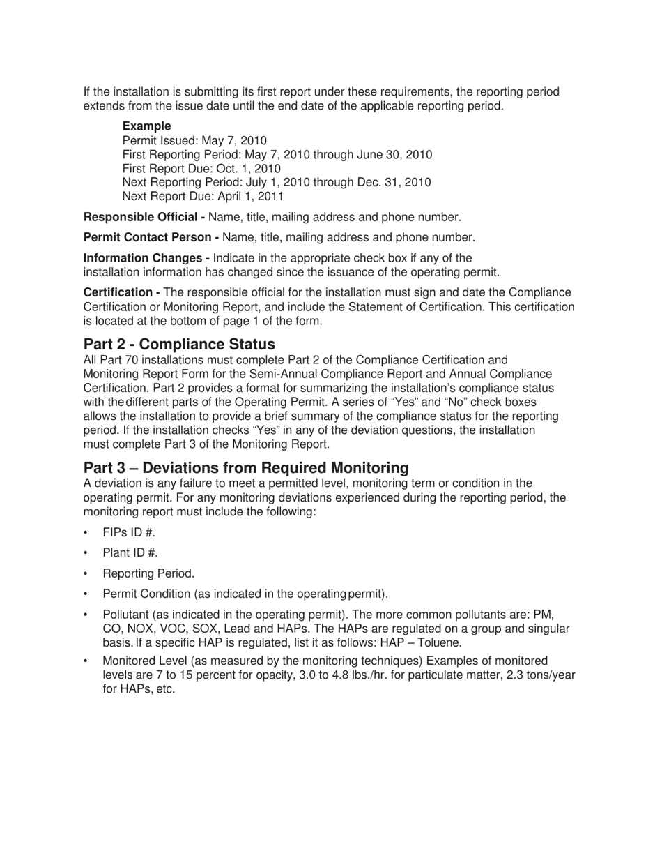 Form MO780-1808 Part 70 Operating Permit Compliance and Monitoring Report - Missouri, Page 7