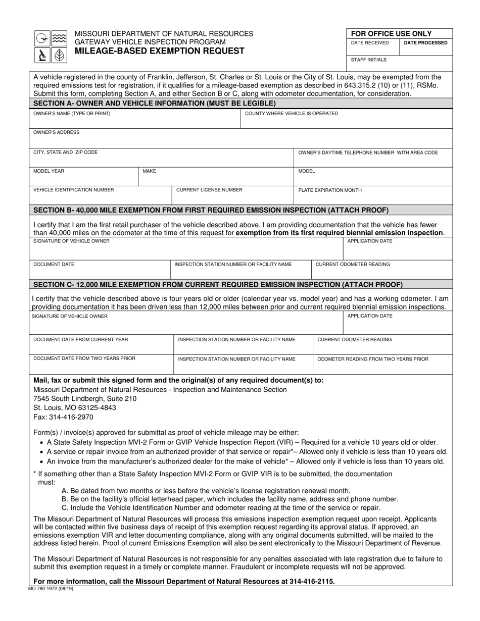 Form Mo780-1972 - Fill Out, Sign Online And Download Fillable Pdf 