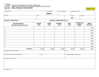 Document preview: Form MO780-2895 Final Project Cost Report - Missouri