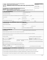 Form MO780-1845 Drinking Water State Revolving Fund Loan Application - Missouri