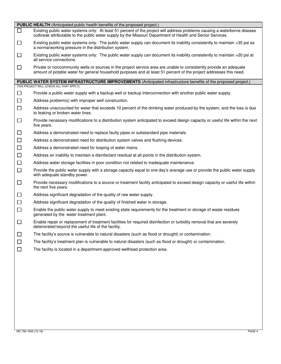 Form MO780-1845 Drinking Water State Revolving Fund Loan Application - Missouri, Page 4