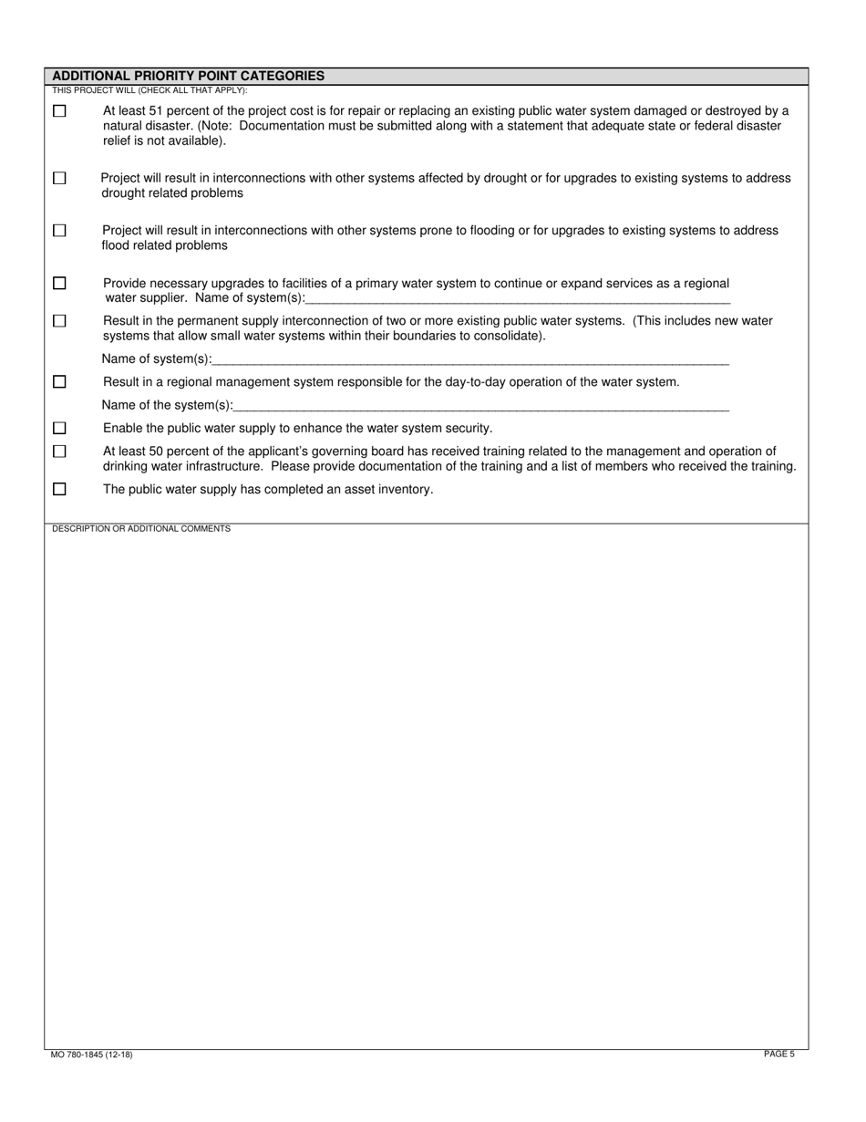 Form MO780-1845 Drinking Water State Revolving Fund Loan Application - Missouri, Page 5