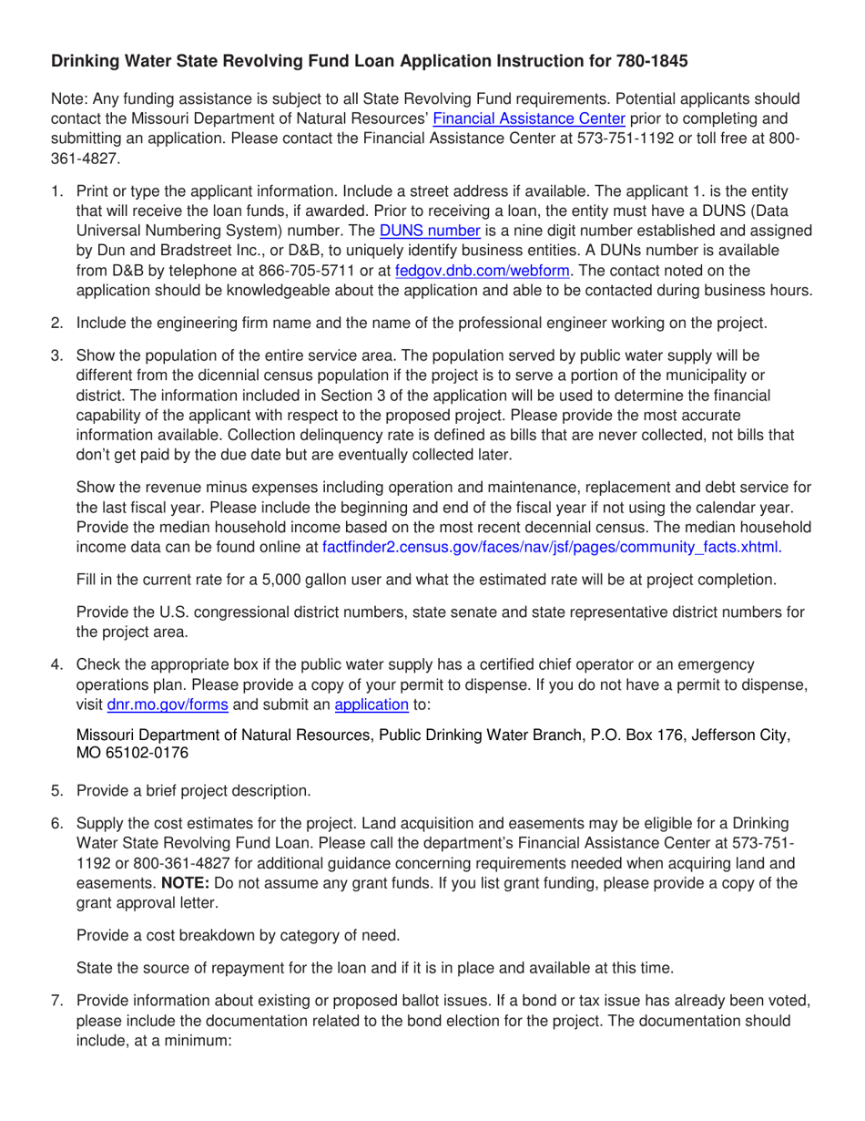 Form MO780-1845 Drinking Water State Revolving Fund Loan Application - Missouri, Page 7