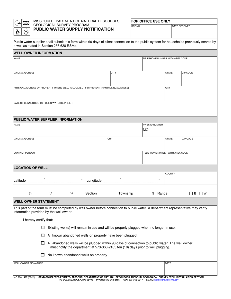 Form MO780-1427 Public Water Supply Notification - Missouri, Page 1