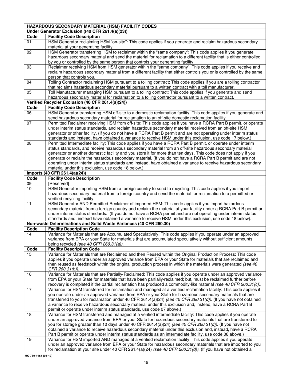 Form MO780-1164 Notification of Regulated Waste Activity - Missouri, Page 15