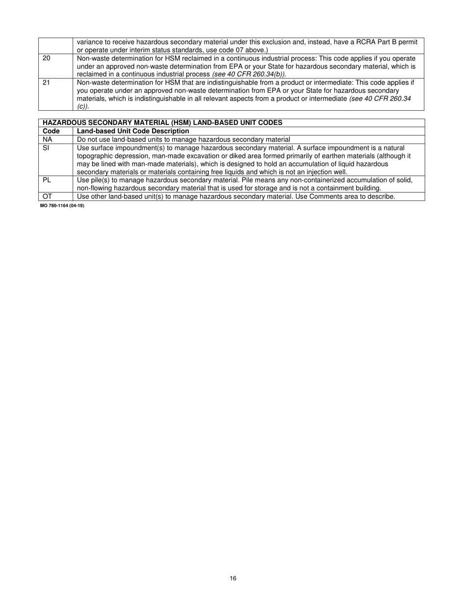 Form MO780-1164 Notification of Regulated Waste Activity - Missouri, Page 16