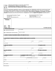Form MO780-1164 &quot;Notification of Regulated Waste Activity&quot; - Missouri