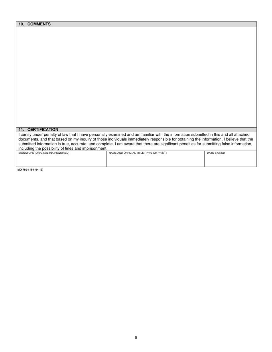 Form MO780-1164 Notification of Regulated Waste Activity - Missouri, Page 5