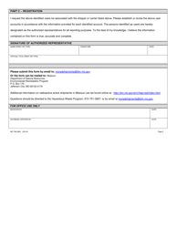 Form MO780-2663 Registration for Low-Level Radioactive Waste Shipper/Carrier - Missouri, Page 2