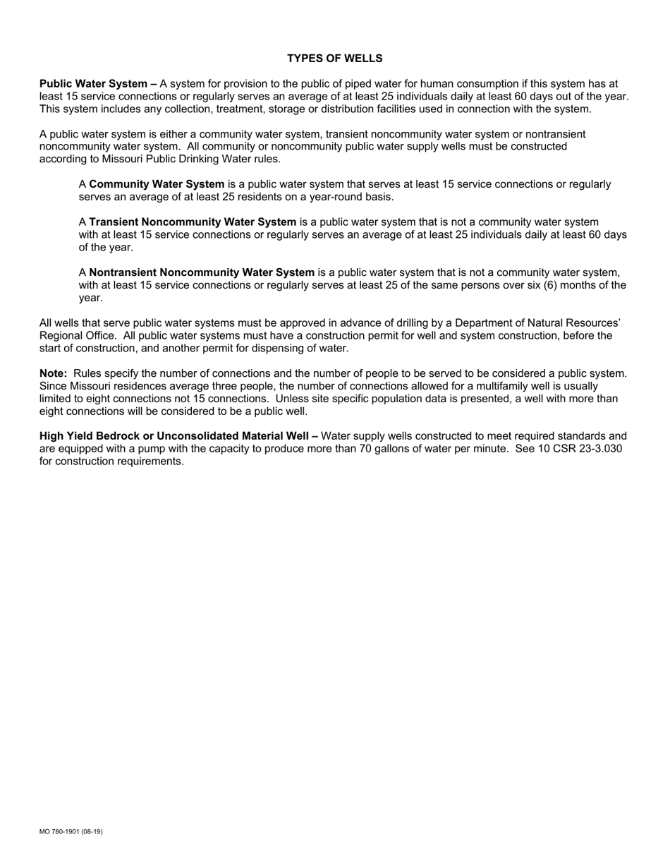 Form MO780-1901 Public Well, High Yield, Open Loop Heat Pump Report - Missouri, Page 2