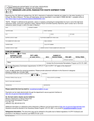 Document preview: Form MO780-2146 Missouri Low-Level Radioactive Waste Shipment Form - Missouri