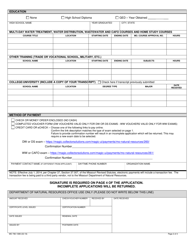 Form MO780-1089 Application: Examination for Drinking Water Treatment, Water Distribution, Wastewater Treatment or Concentrated Animal Feeding Operations (Cafo) Waste Management Systems Operator Certificate - Missouri, Page 2