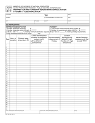 Form MO780-1591 Disinfection and Turbidity Report for Surface Water Systems 10,000 Population - Missouri