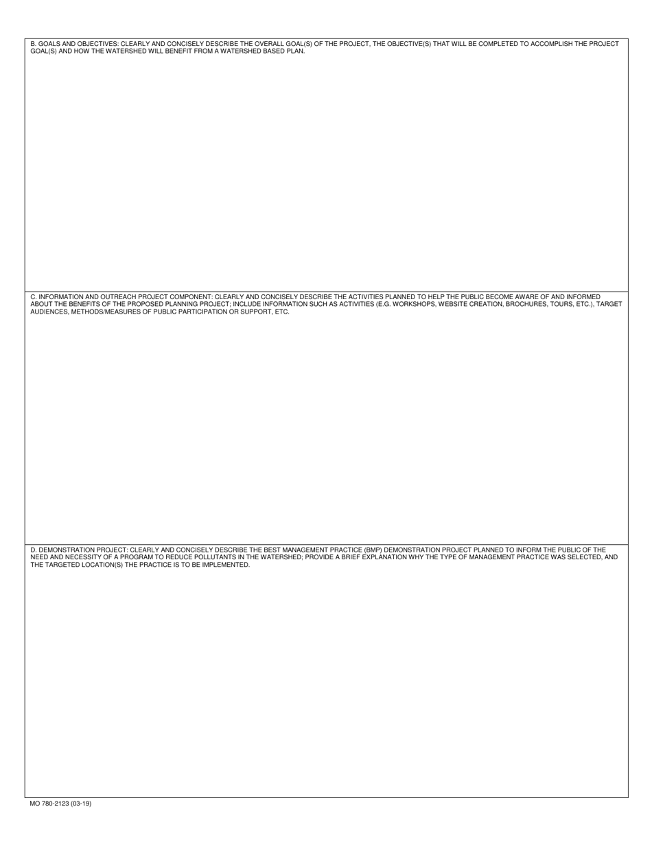 Form MO780-2123 Watershed Based Planning Grant Application - Missouri, Page 3