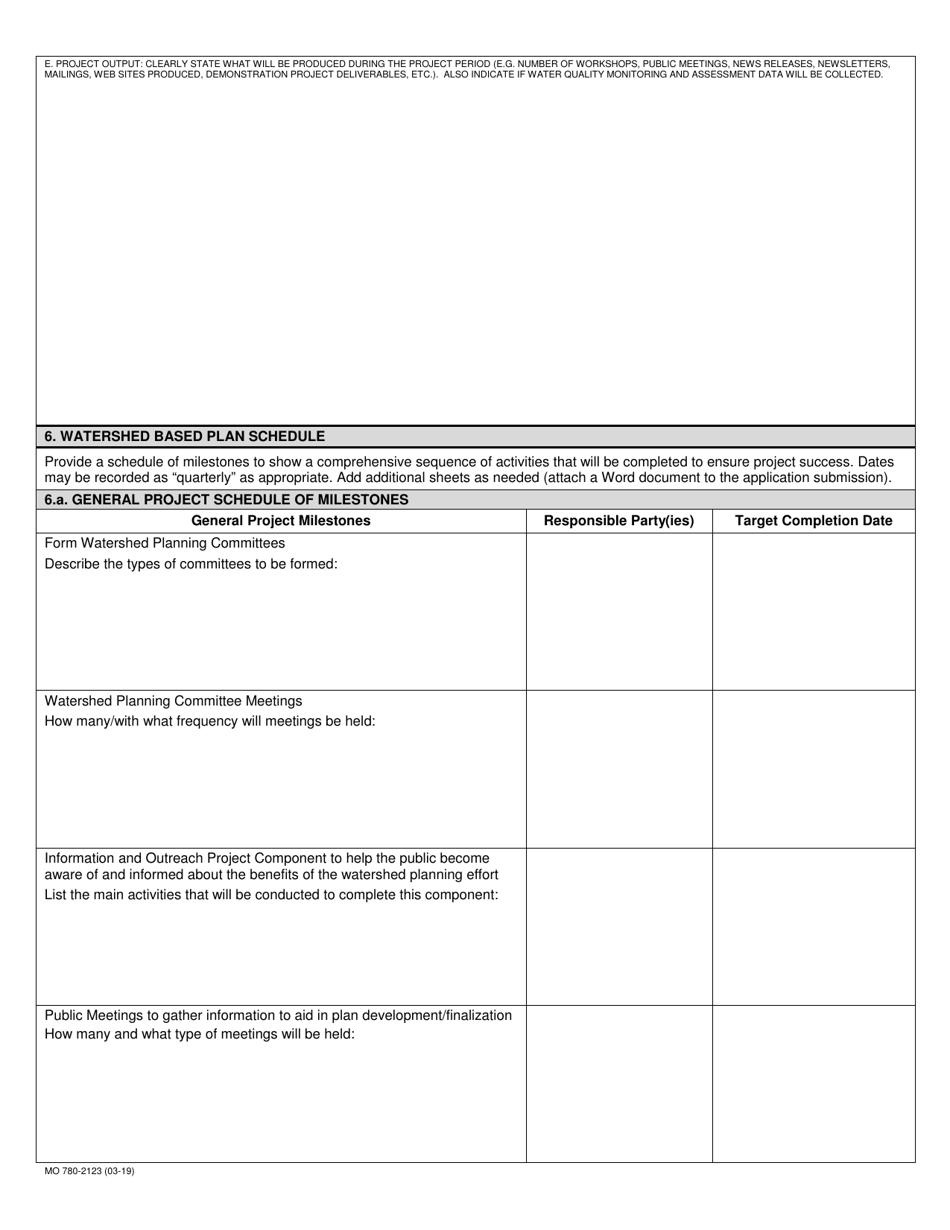 Form MO780-2123 Watershed Based Planning Grant Application - Missouri, Page 4