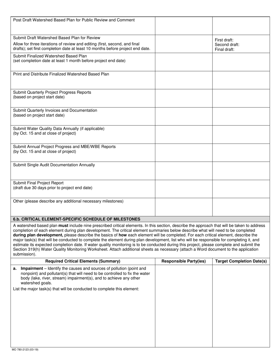 Form MO780-2123 Watershed Based Planning Grant Application - Missouri, Page 5