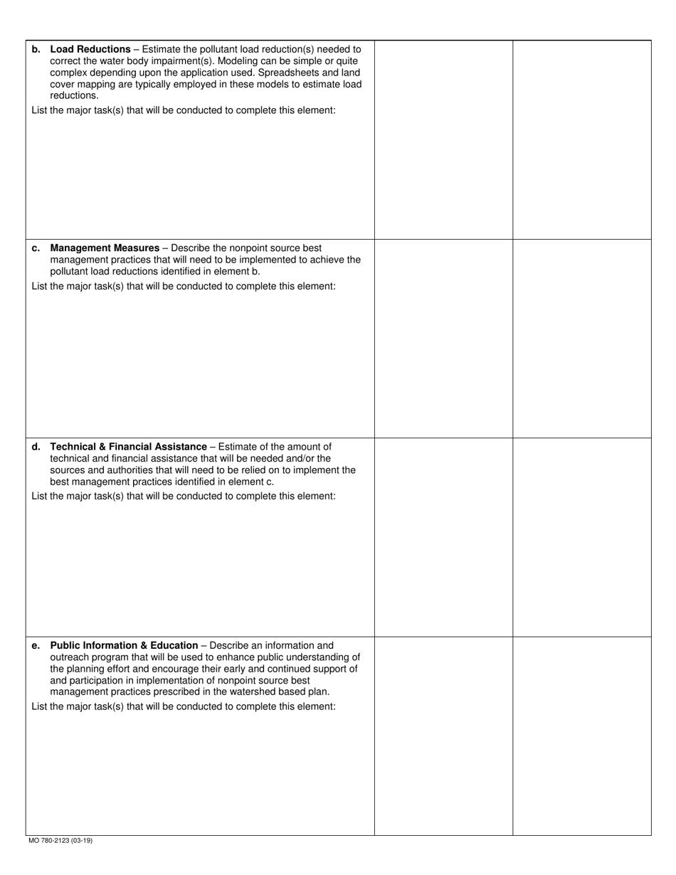 Form MO780-2123 Watershed Based Planning Grant Application - Missouri, Page 6