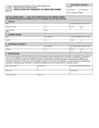Document preview: Form MO780-1517 Application for Transfer of Operating Permit - Missouri