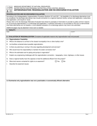 Document preview: Form MO780-2805 Antidegradation: Regionalization and No-Discharge Evaluation - Missouri