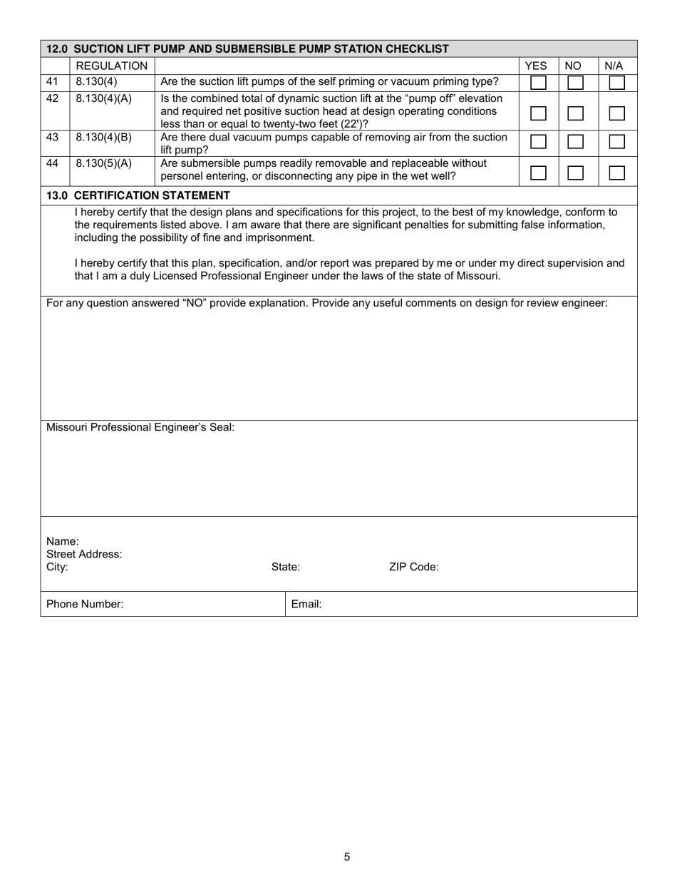 Form MO780-1632 Application for Construction Permit - Sewer Extension - Missouri, Page 7