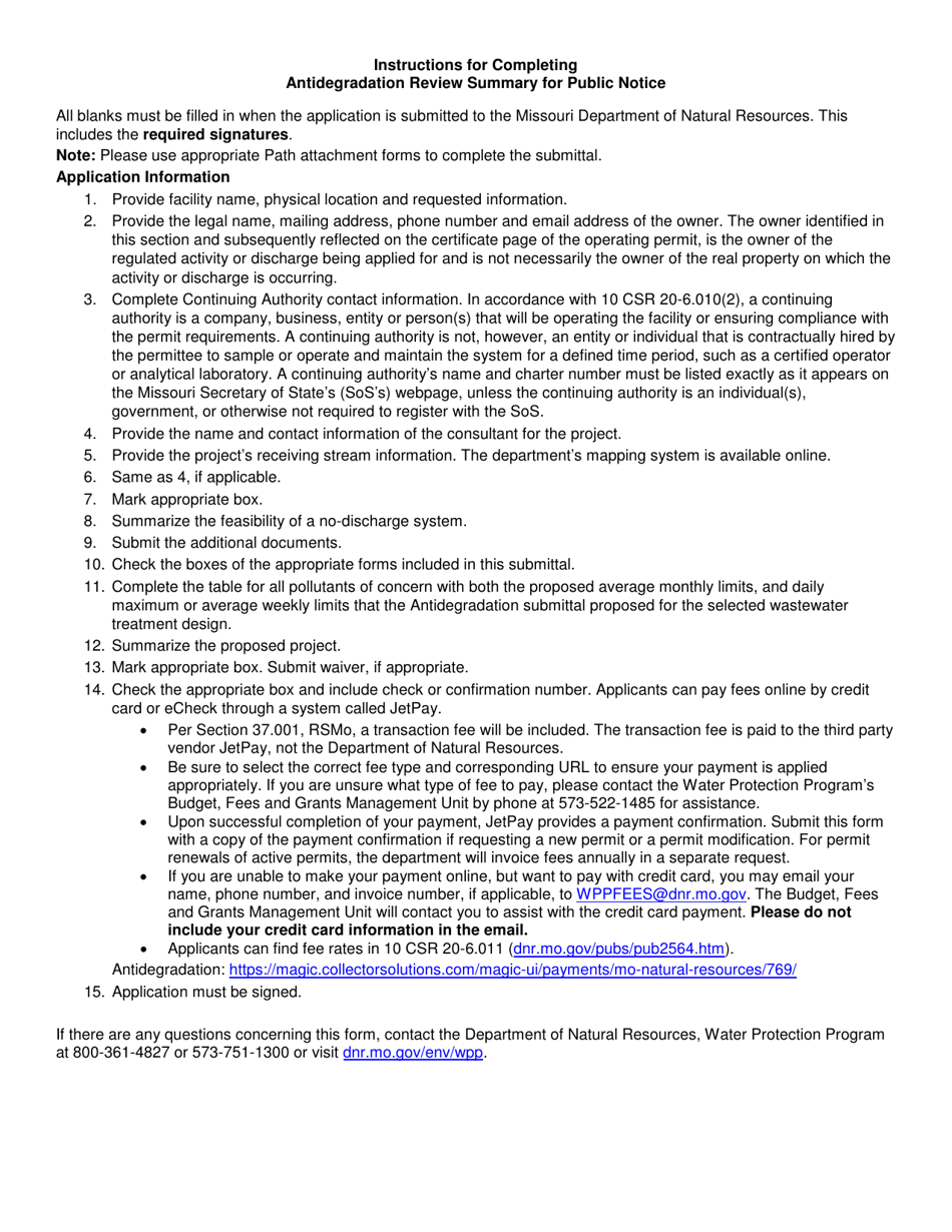 Form MO780-2025 Antidegradation Review Summary / Request - Missouri, Page 4