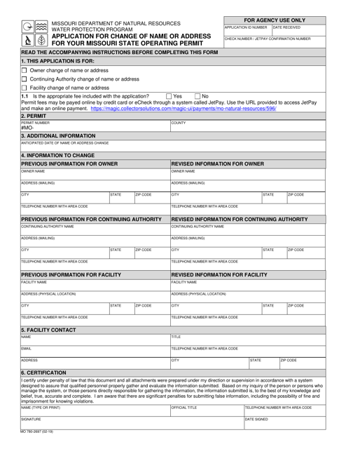 Form MO780-2697  Printable Pdf