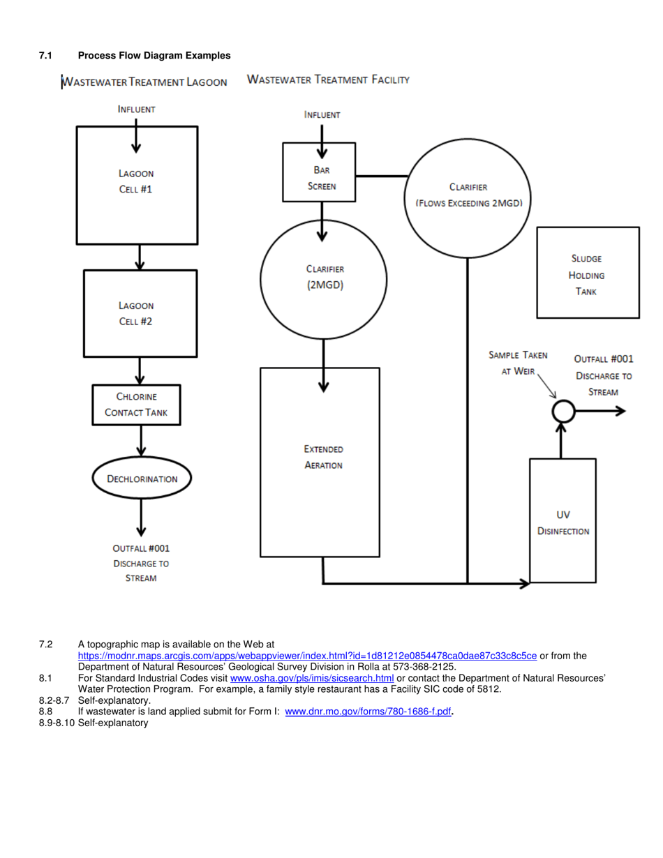 Form B (780-1512) Application for Operating Permit for Facilities That Receive Primarily Domestic Waste and Have a Design Flow Less Than or Equal to 100,000 Gallons Per Day - Missouri, Page 7