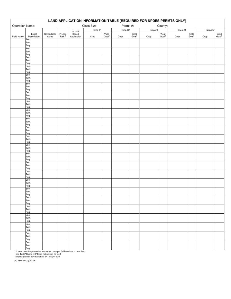 Form W (MO780-2112) Concentrated Animal Feeding Operation (Cafo) Operating Permit Application - Missouri, Page 4