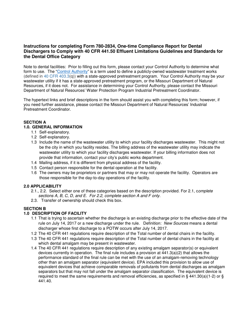 Form MO780-2834 One-Time Compliance Report for Dental Discharges to Comply With 40 Cfr 441.50, Effluent Limitations Guidelines and Standards for Dental Office Category - Missouri, Page 5